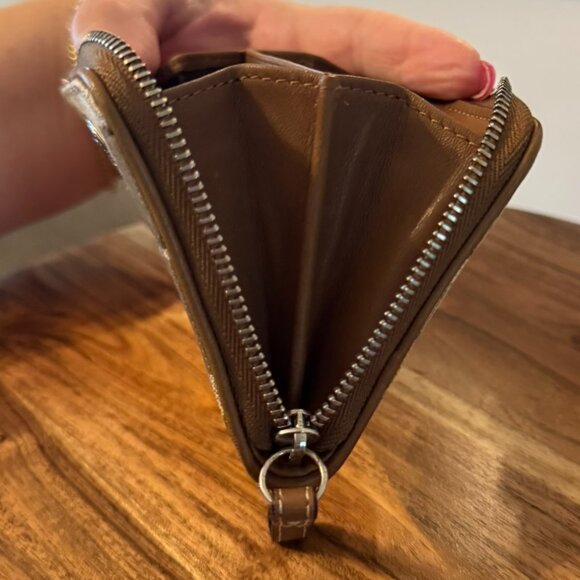 Coach Signature Canvas Small Zip-Around Wallet — Brown/Khaki Signature C - Picture 4 of 7